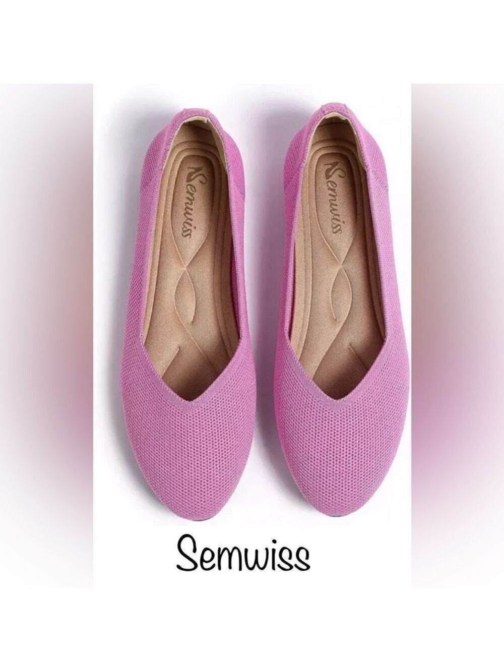 NWOT Semwiss Women's Ballet Flats Comfortable in Pink size 37 Women’s 7.5